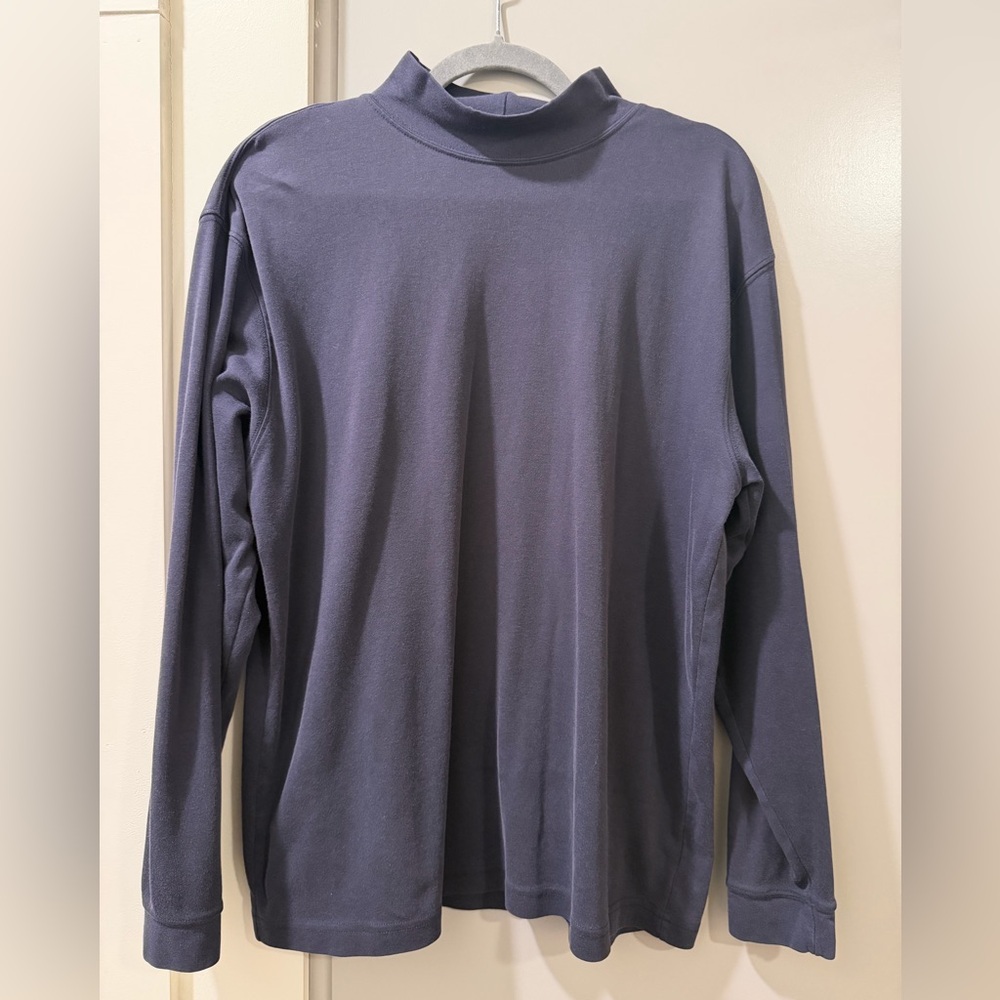 Vintage L.L. Bean Men's Navy Mock Neck Long Sleeve